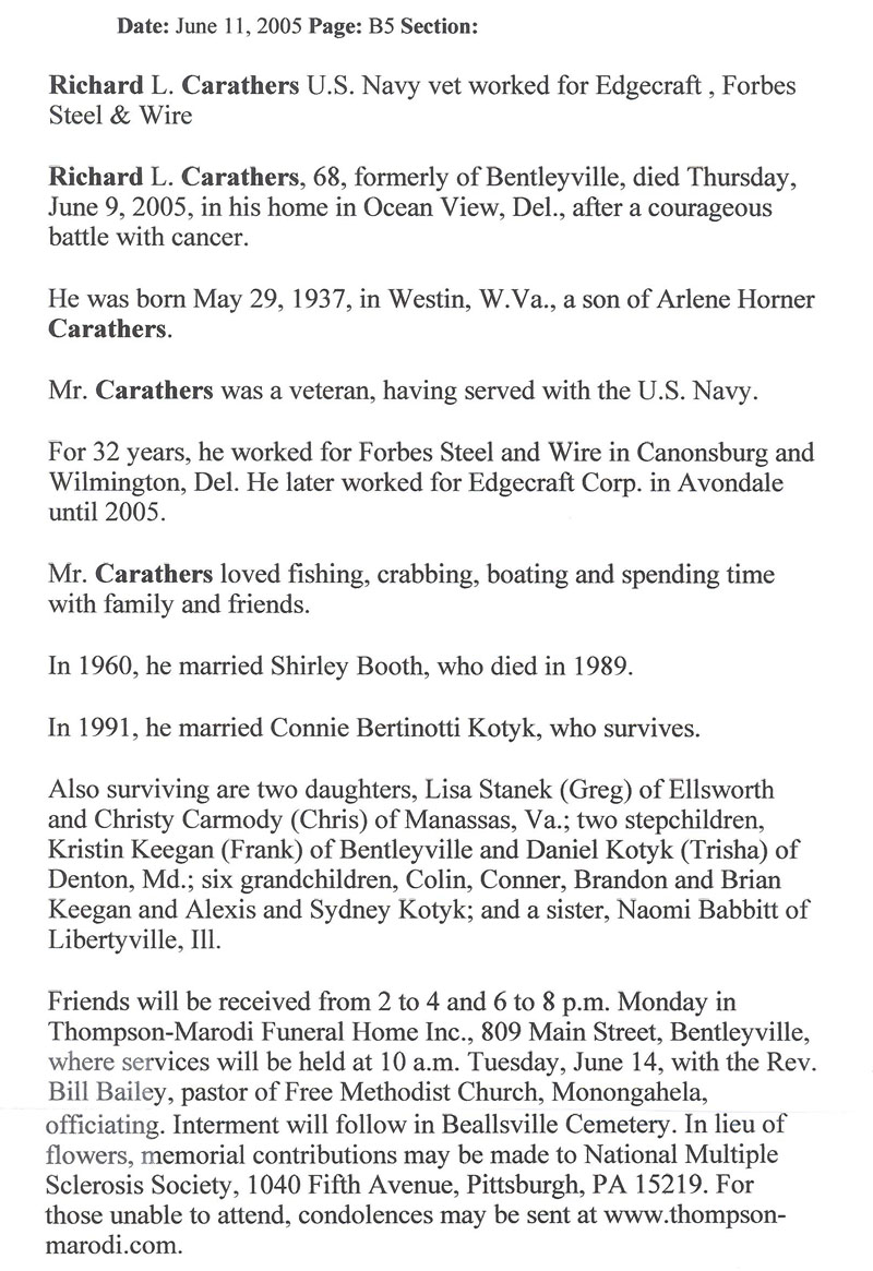 Richard L. Carathers obituary
